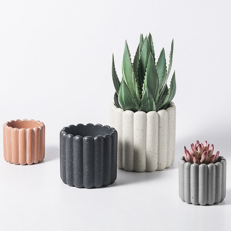 Nordic Handmade Cement Planter with Drainage Hole