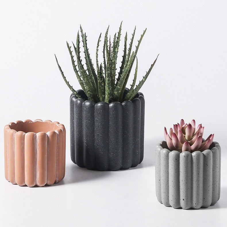 Nordic Handmade Cement Planter with Drainage Hole