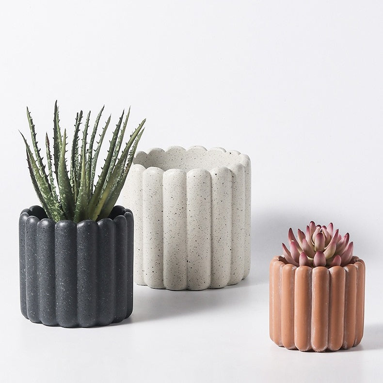 Nordic Handmade Cement Planter with Drainage Hole